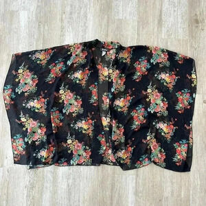 Womens Valia Black Floral Kimono - M